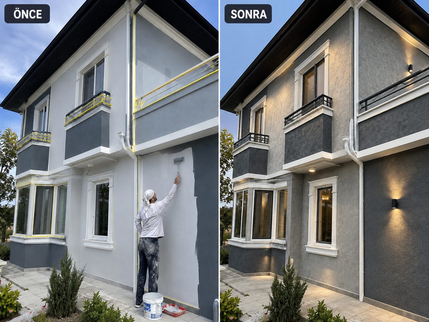 Nergiz dış cephe boya öncesi ve sonrası