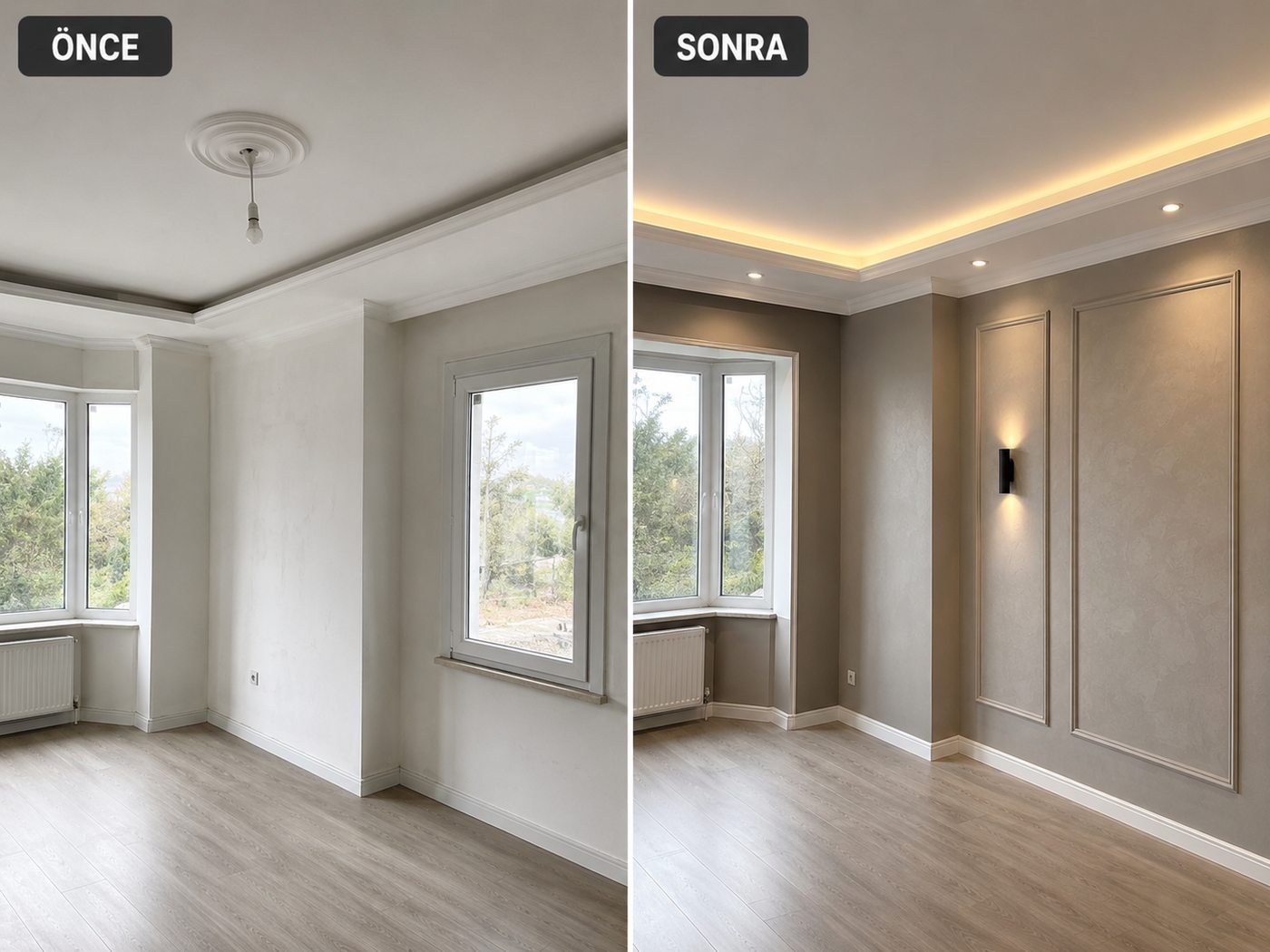 Nergiz iç cephe boya öncesi ve sonrası